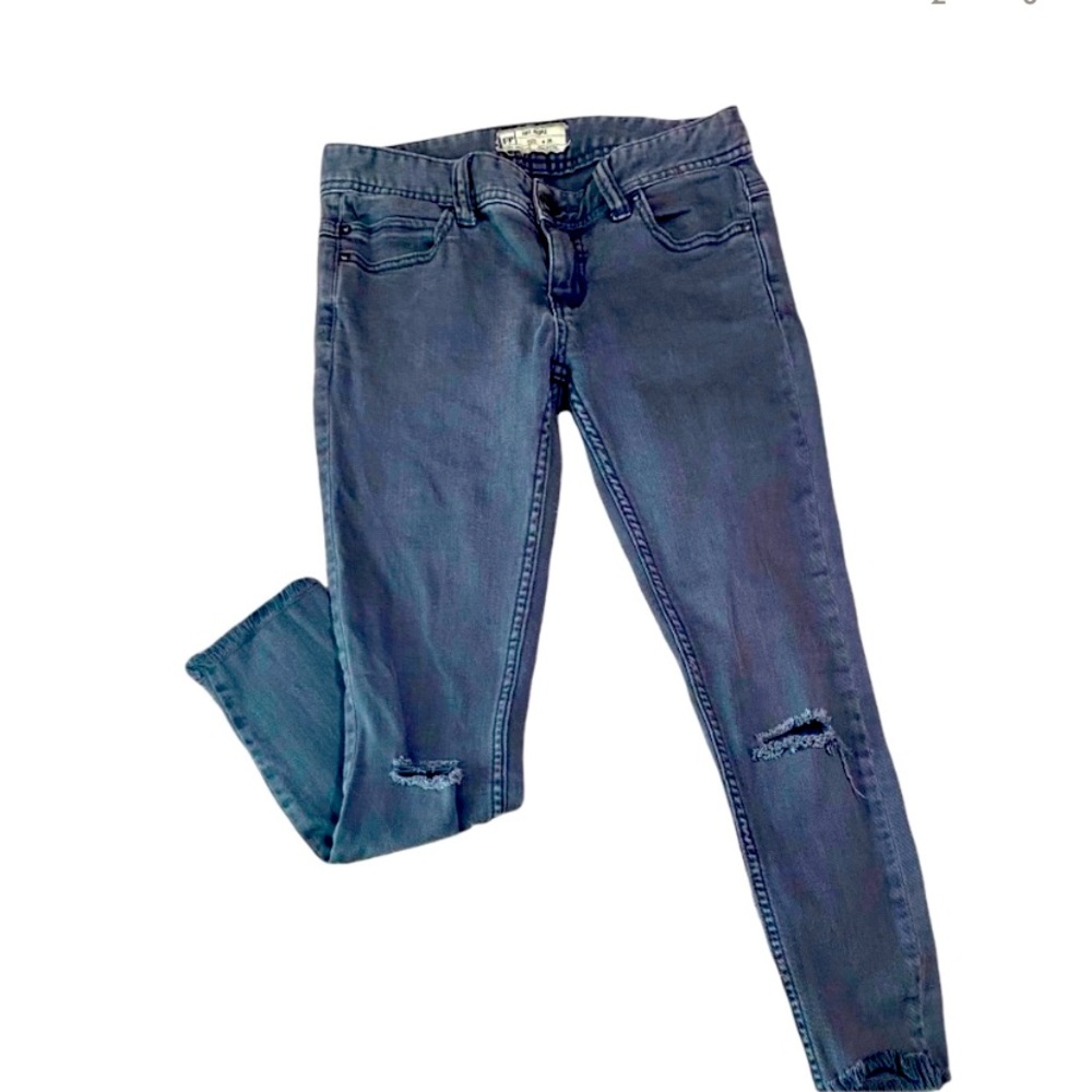 Free people gray frayed hem jeans